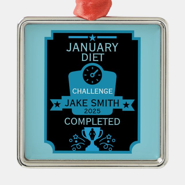 January Weight Loss Congratulation Metal Ornament (Front)