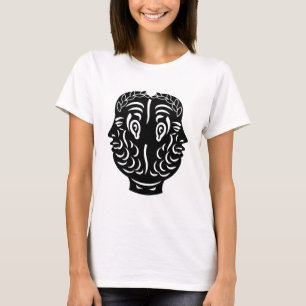 Janus Double Head Roman Symbol Black Version T-Shirt