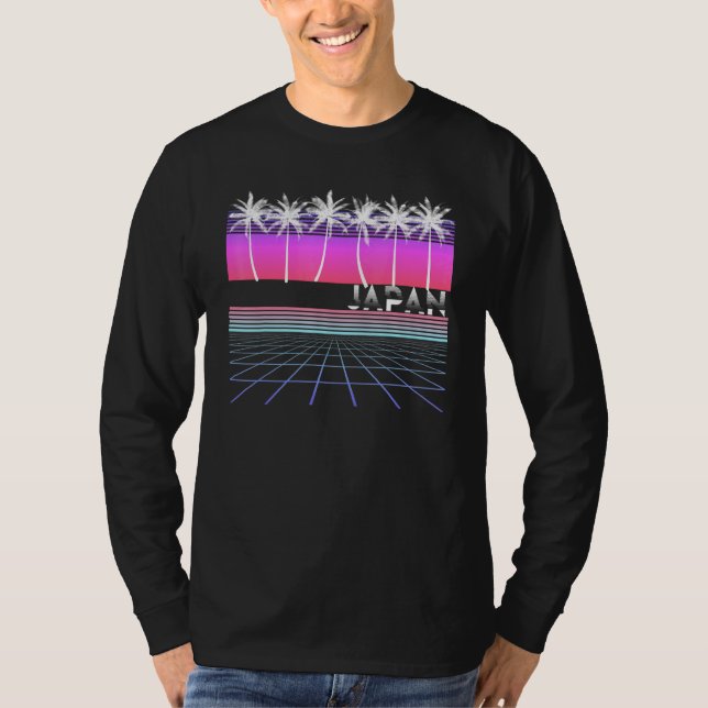Japan 80s 90s Vaporwave Aesthetic Beach Retro Palm T-Shirt (Front)