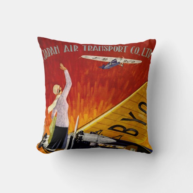 Japan Air Transport Throw Pillow (Front)