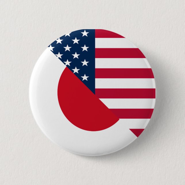Japan America Flag |Half Japanese USA Flag Button (Front)