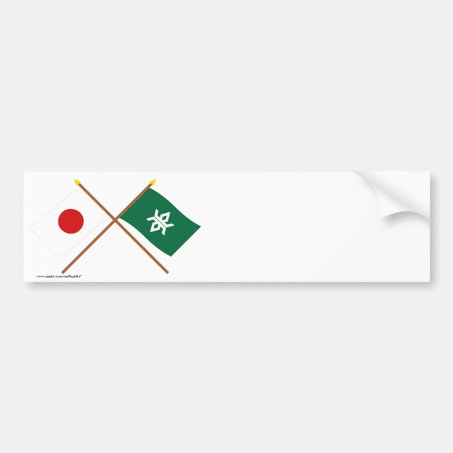 Japan and Iwate Crossed Flags Bumper Sticker (Front)