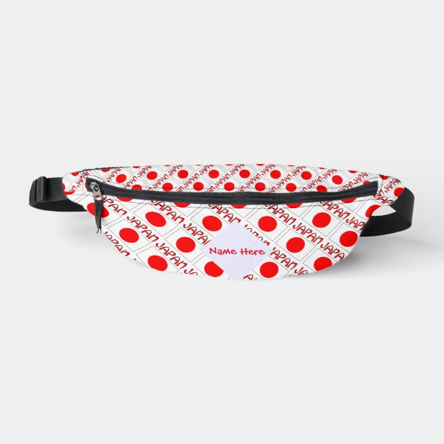 Japan and Japanese Flag Tiled Red Personalization  Fanny Pack (Front)
