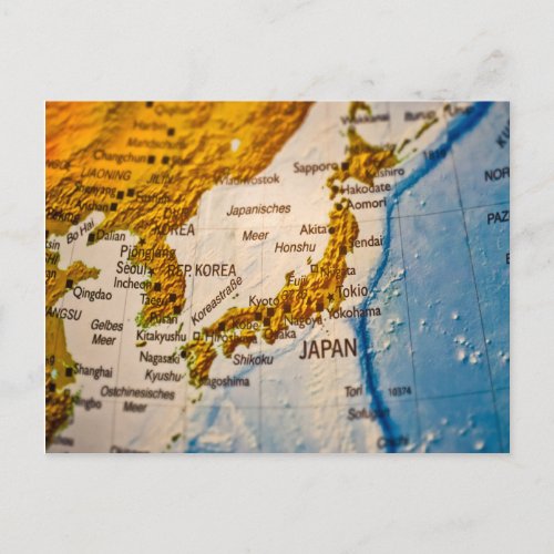 Japan and South Korea map Postcard