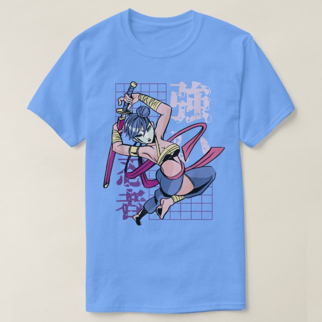 Japan Anime Girl Samurai Warrior Fighter  T-Shirt (Design Front)