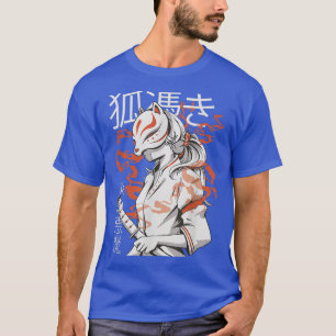 Japan Anime Mask Kitsune, Forest Devil Style Samur T-Shirt