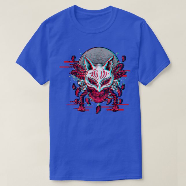 Japan Anime Mask Kitsune Samurai Demon Oni Yandere T-Shirt (Design Front)