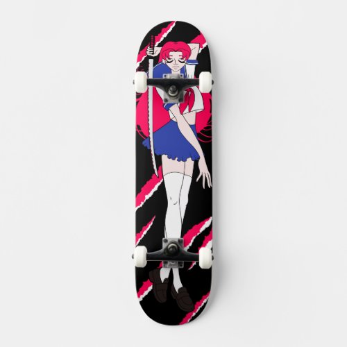 Japan Anime Pink Schoolgirl Scratched Skateboard