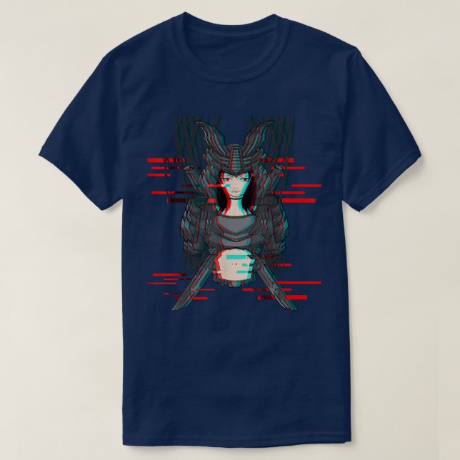 Japan Anime Robotic Technology Samurai Glitch Oni T-Shirt (Design Front)