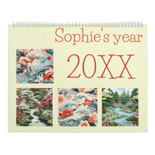 Japan art folk new year calendar