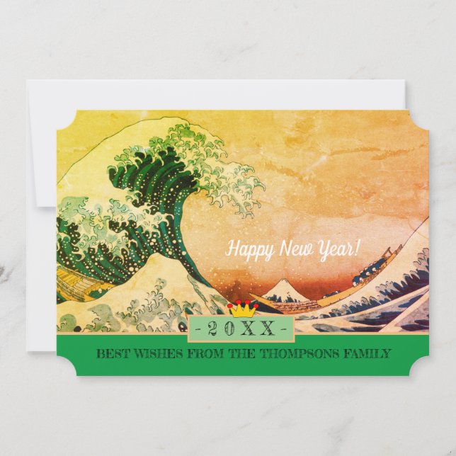 Japan Art & Happy New Year! Card /Kanagawa Wave (Front)