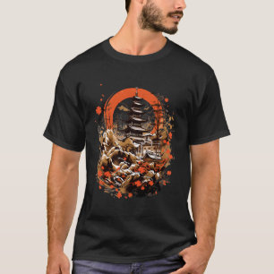 Japan Art Japanese Pagoda Sakura Blossom Aesthetic T-Shirt