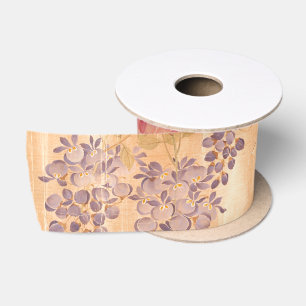 Japan Asian Vintage Wisteria Roses Flowers Ribbon