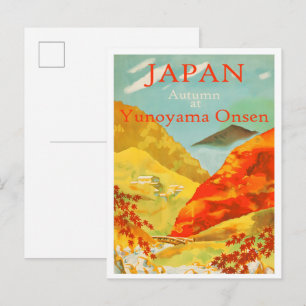 Japan Autumn at Yunoyama Onsen Travel Postcard