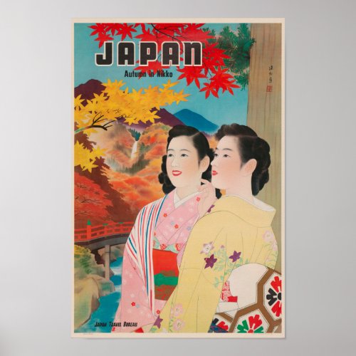 Japan Autumn in Nikko Vintage Poster