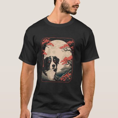 Japan Border Collie Pet - Dog Breed Cherry Blossom T-Shirt