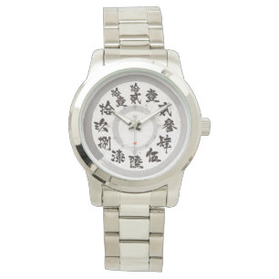 Japan brushed difficult old Kanji [white face] Watch