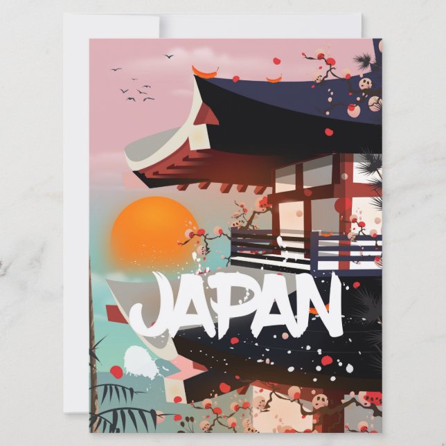 Japan Building setting sun poster Invitation (Front)