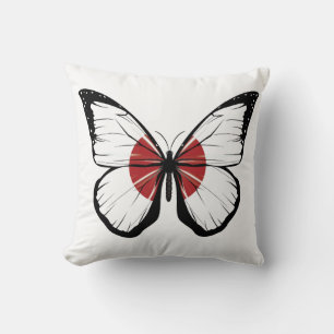 Japan Butterfly Flag Throw Pillow