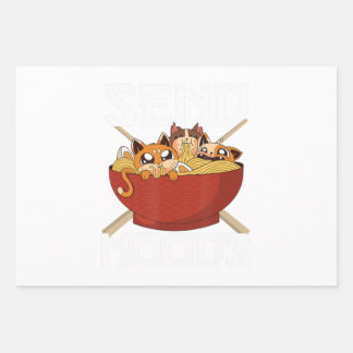Japan Cat Japanese Ramen Noodles Anime Send Noods Wrapping Paper Sheets