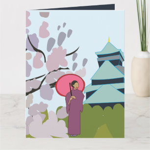 Japan Cherry Blossom Geisha Kimono Card