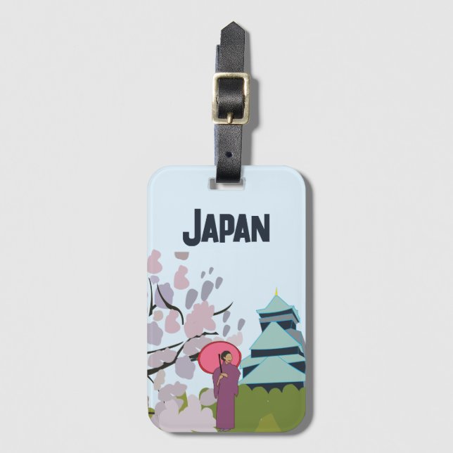 Japan Cherry Blossom Geisha Kimono Japan Luggage Tag (Front Vertical)