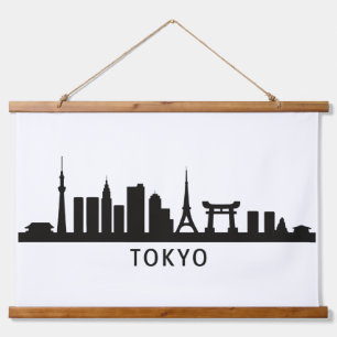 Japan Cityscape Travel   Tokyo Skyline Silhouette Hanging Tapestry