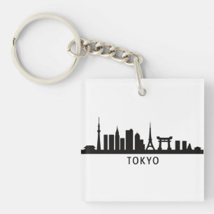 Japan Cityscape Travel Tokyo Skyline Silhouette Keychain