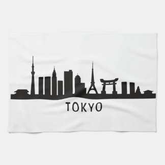 Japan Cityscape Travel | Tokyo Skyline Silhouette Kitchen Towel