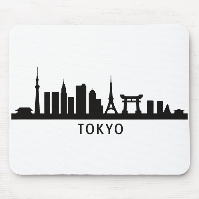 Japan Cityscape Travel | Tokyo Skyline Silhouette Mouse Pad (Front)