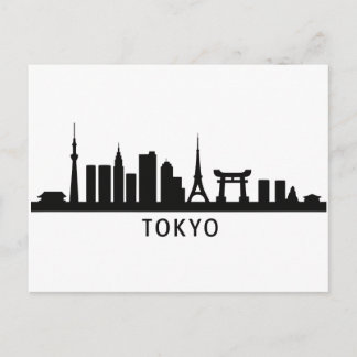 Japan Cityscape Travel | Tokyo Skyline Silhouette Postcard