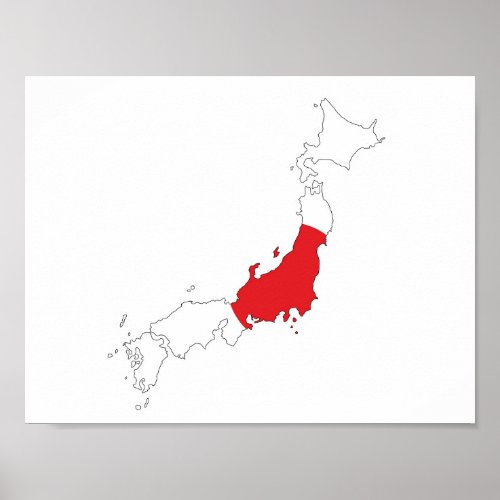 Japan country flag map shape silhouette poster
