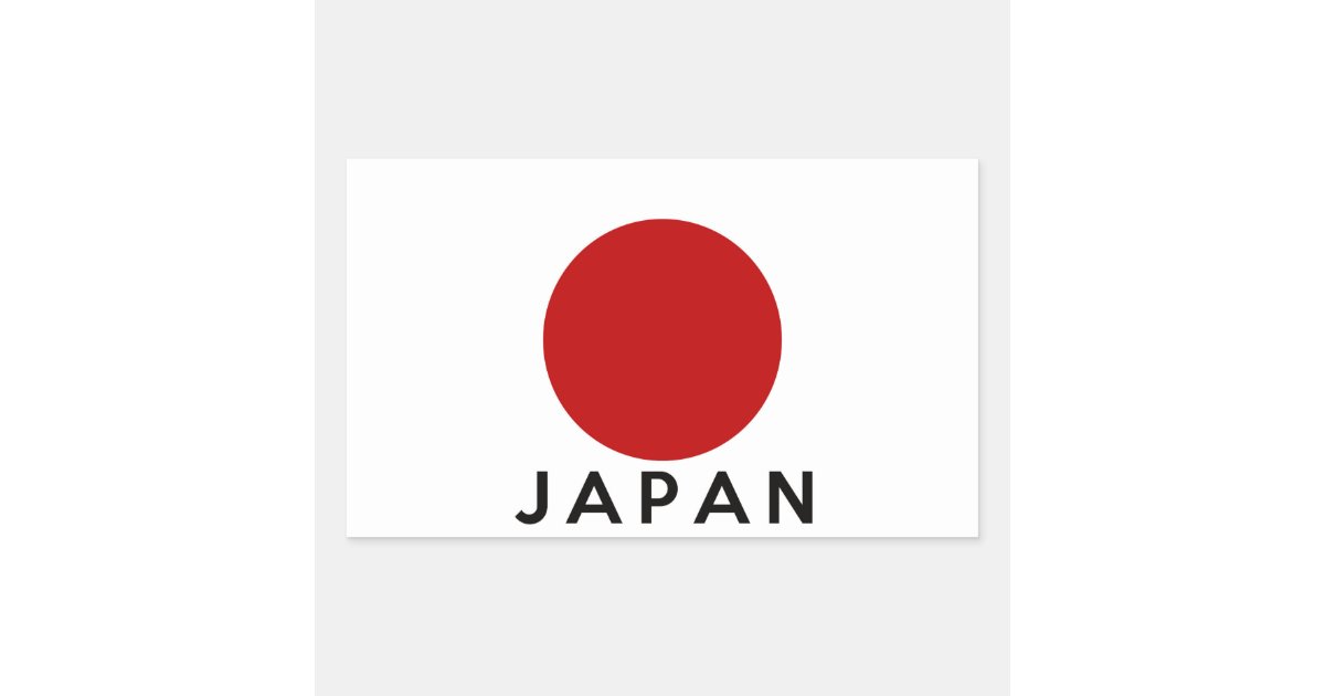 Japan Country Flag Symbol Name Text Rectangular Sticker Zazzle Com