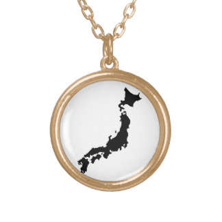 Japan Country Map Outline Black Silhouette Japan Gold Plated Necklace