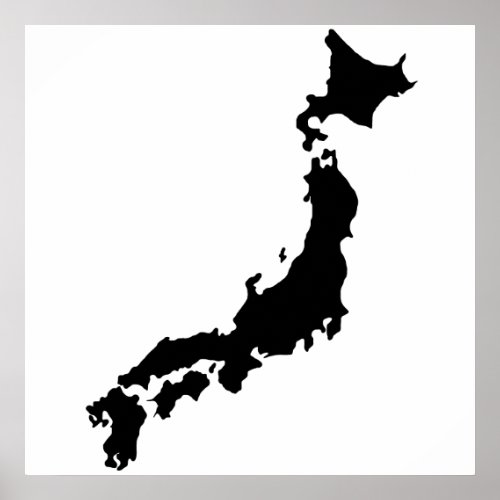 Japan Country Map Outline Black Silhouette Japan Poster