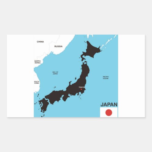 japan country political map flag rectangular sticker