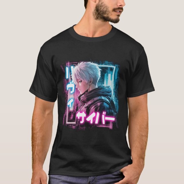 Japan Cyberpunk anime boy character  T-Shirt (Front)