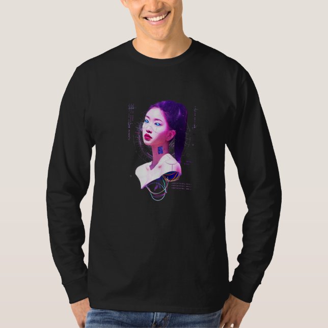 Japan Cyberpunk Vaporwave Ai Sci Fi Tokyo Aestheti T-Shirt (Front)