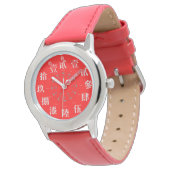 Japan difficult old kanji [red face] style watch (Angled)