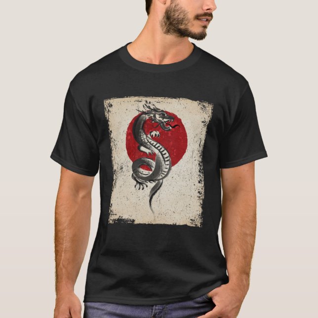 Japan dragon artwork Japanese Retro T-Shirt (Front)