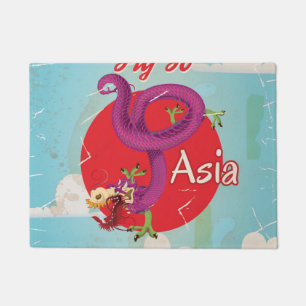 Japan Dragon Vintage Travel Poster Doormat