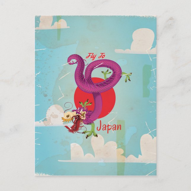 Japan Dragon Vintage Travel Poster Postcard (Front)