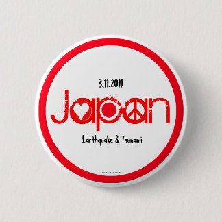 Japan Earthquake 2011 Button Love Peace Hope
