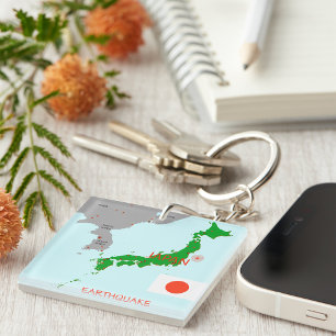 Japan Earthquake Map Seismic Activity Keychain