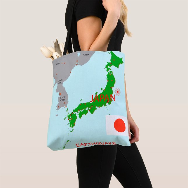 Japan Earthquake Map Seismic Activity Tote Bag (Creator Uploaded)