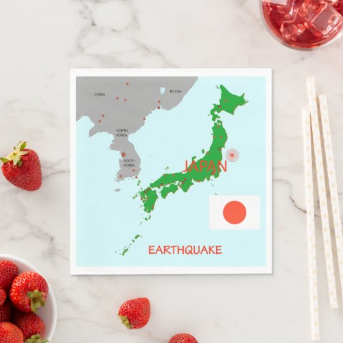 Japan Earthquake Seismic Map Napkins