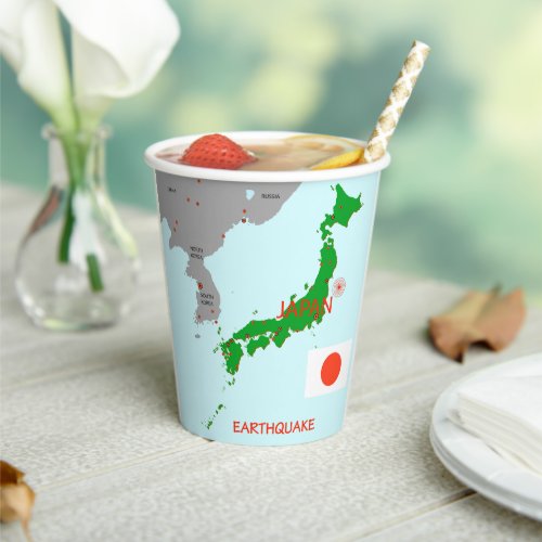 Japan Earthquake Seismic Map Paper Cups