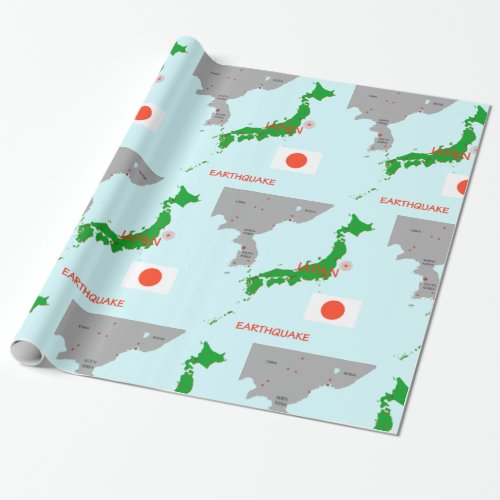 Japan Earthquake Seismic Map Wrapping Paper