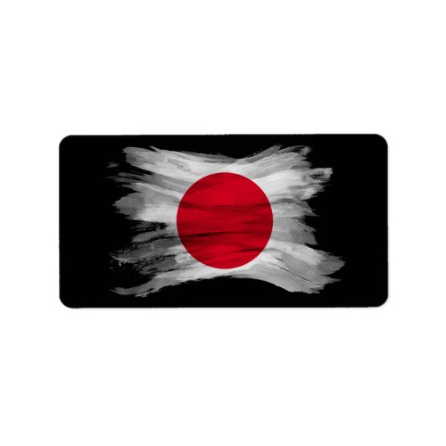 Japan flag brush stroke national flag label
