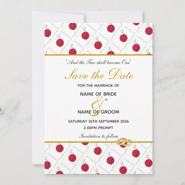 JAPAN FLAG Customized Wedding Save The Date (Front)